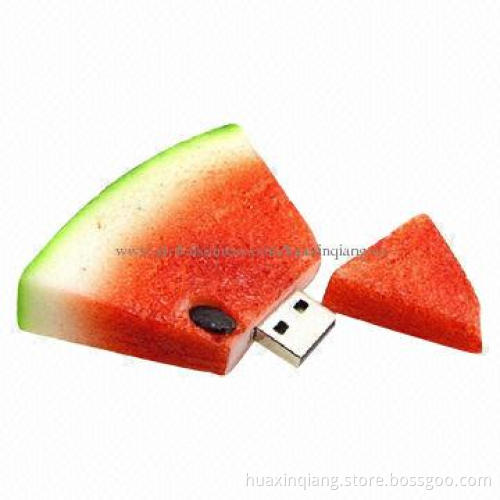 Watermelon-shaped USB Drives, 128MB-64GB Capacities, Logo Design/Soft PVC, 5 Years Warranty, USB 2.0